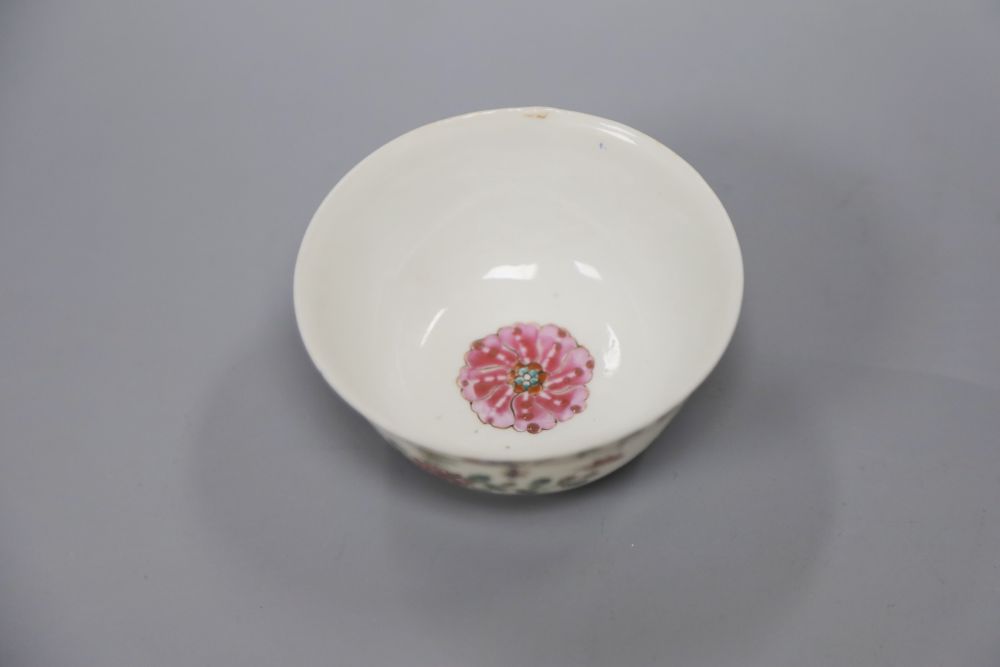 A rare Chinese famille rose and bianco sopra bianco tea bowl, Qianlong period, diameter 8cm